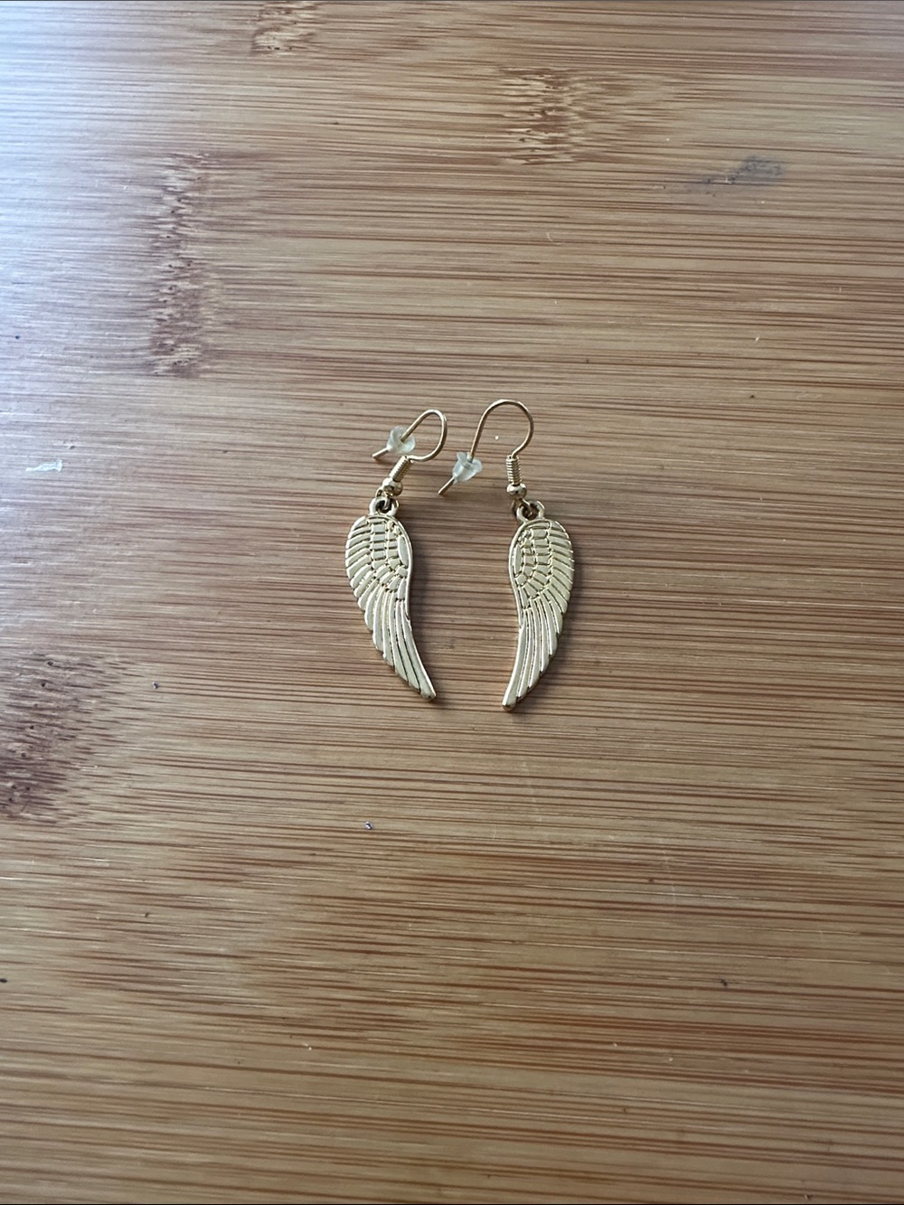 Gold Wing Dangle Earrings - Elegant Angel Wing Drop Earrings